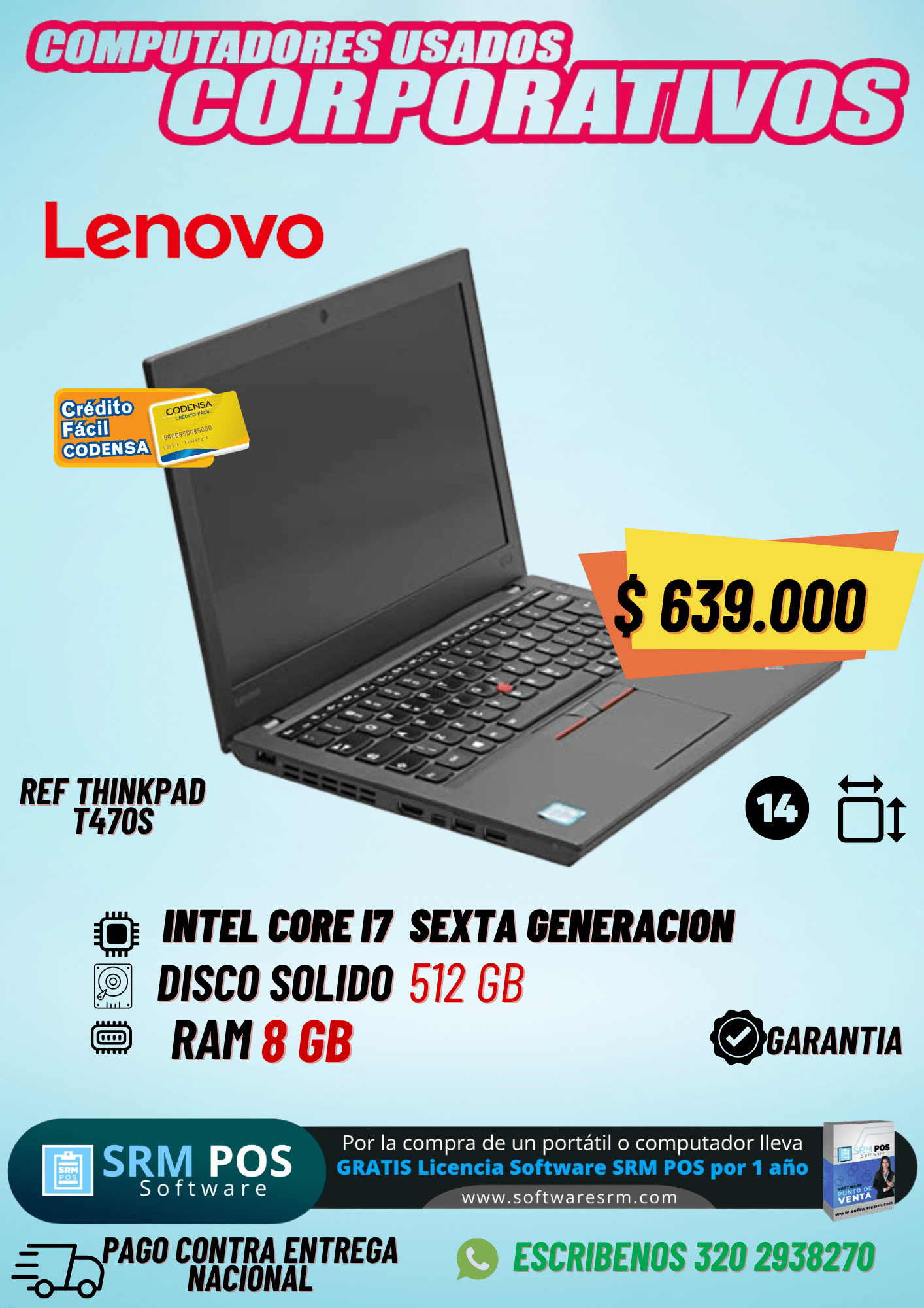 Lenovo Thinkpad T470s Intel Core I7